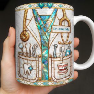 Unique Dentist-Themed Design With Essential Dental Tools - Personalized Custom Coffee Mug - DOC104_MG