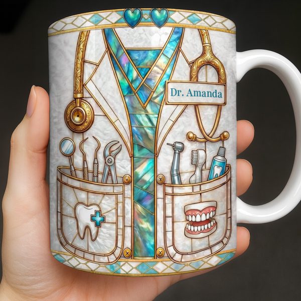 Unique Dentist-Themed Design With Essential Dental Tools - Personalized Custom Coffee Mug - DOC104_MG Unique Dentist-Themed Design With Essential Dental Tools - Personalized Custom Coffee Mug - DOC104_MG