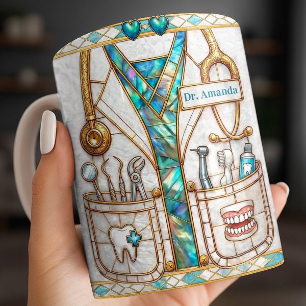 Unique Dentist-Themed Design With Essential Dental Tools - Personalized Custom Coffee Mug - DOC104_MG Unique Dentist-Themed Design With Essential Dental Tools - Personalized Custom Coffee Mug - DOC104_MG