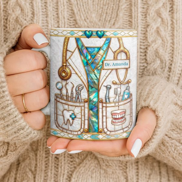 Unique Dentist-Themed Design With Essential Dental Tools - Personalized Custom Coffee Mug - DOC104_MG Unique Dentist-Themed Design With Essential Dental Tools - Personalized Custom Coffee Mug - DOC104_MG