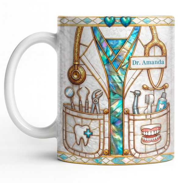 Unique Dentist-Themed Design With Essential Dental Tools - Personalized Custom Coffee Mug - DOC104_MG Unique Dentist-Themed Design With Essential Dental Tools - Personalized Custom Coffee Mug - DOC104_MG