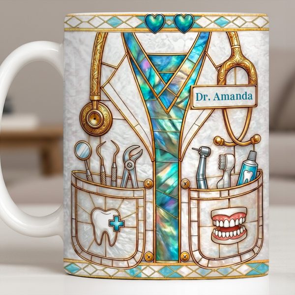 Unique Dentist-Themed Design With Essential Dental Tools - Personalized Custom Coffee Mug - DOC104_MG Unique Dentist-Themed Design With Essential Dental Tools - Personalized Custom Coffee Mug - DOC104_MG