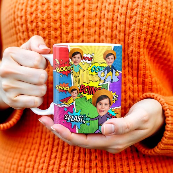 Unleash Your Inner Hero With Vibrant Comic Book Explosions - Personalized Custom Coffee Mug - KID020_MG Unleash Your Inner Hero With Vibrant Comic Book Explosions - Personalized Custom Coffee Mug - KID020_MG