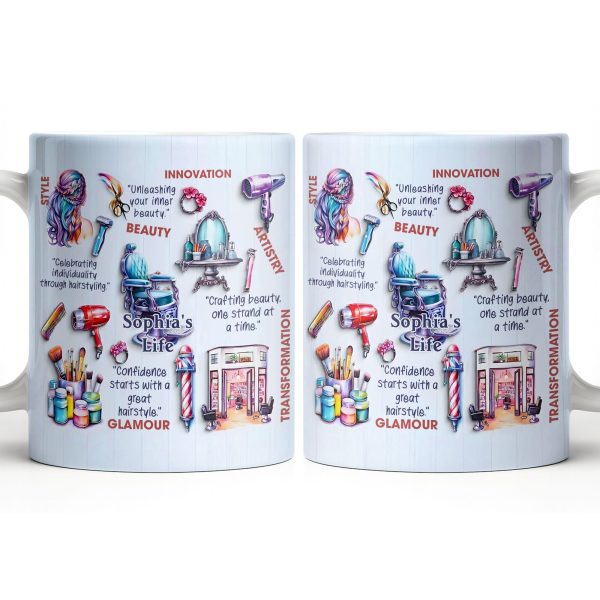 Unleashing Your Inner Beauty With Hairdryer, Scissors & Makeup Brushes - Personalized Custom Coffee Mug - JBS095_MG Unleashing Your Inner Beauty With Hairdryer, Scissors & Makeup Brushes - Personalized Custom Coffee Mug - JBS095_MG