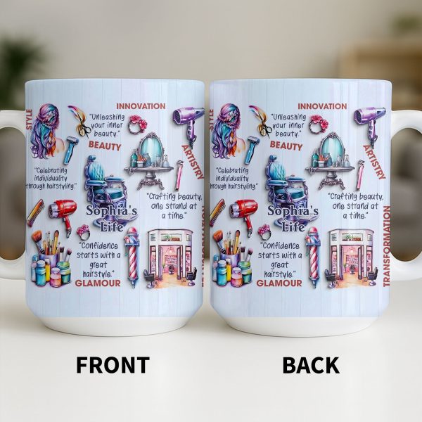 Unleashing Your Inner Beauty With Hairdryer, Scissors & Makeup Brushes - Personalized Custom Coffee Mug - JBS095_MG Unleashing Your Inner Beauty With Hairdryer, Scissors & Makeup Brushes - Personalized Custom Coffee Mug - JBS095_MG