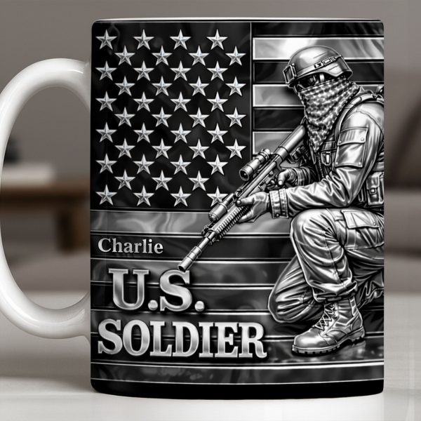 U.S. Soldier With American Flag - Personalized Custom Coffee Mug - VTR004_MG U.S. Soldier With American Flag - Personalized Custom Coffee Mug - VTR004_MG
