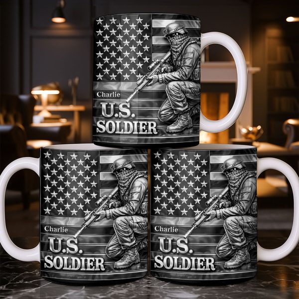 U.S. Soldier With American Flag - Personalized Custom Coffee Mug - VTR004_MG U.S. Soldier With American Flag - Personalized Custom Coffee Mug - VTR004_MG