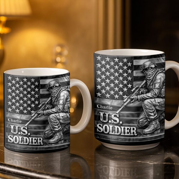 U.S. Soldier With American Flag - Personalized Custom Coffee Mug - VTR004_MG U.S. Soldier With American Flag - Personalized Custom Coffee Mug - VTR004_MG