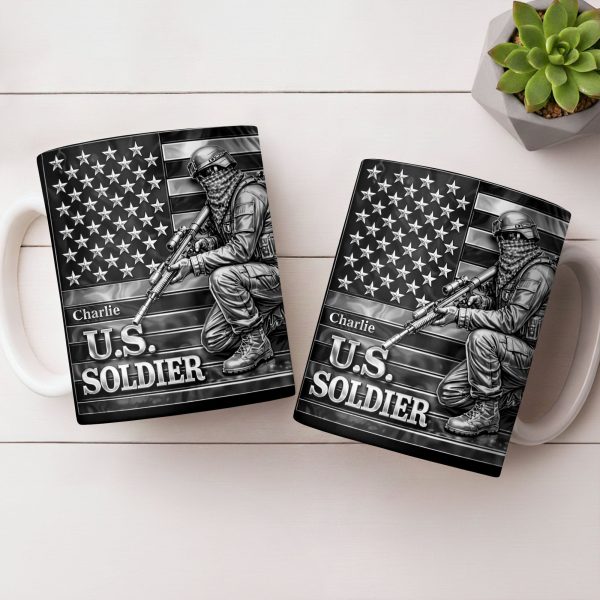 U.S. Soldier With American Flag - Personalized Custom Coffee Mug - VTR004_MG U.S. Soldier With American Flag - Personalized Custom Coffee Mug - VTR004_MG