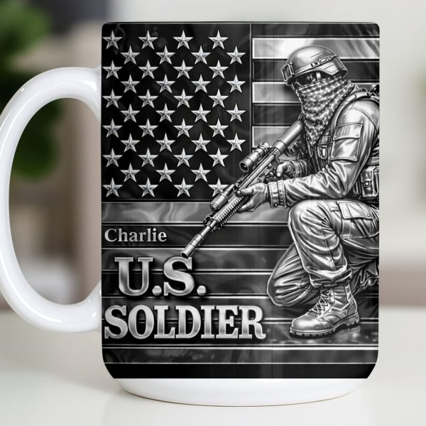 U.S. Soldier With American Flag - Personalized Custom Coffee Mug - VTR004_MG U.S. Soldier With American Flag - Personalized Custom Coffee Mug - VTR004_MG