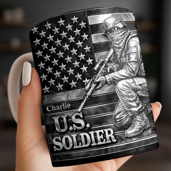 U.S. Soldier With American Flag - Personalized Custom Coffee Mug - VTR004_MG U.S. Soldier With American Flag - Personalized Custom Coffee Mug - VTR004_MG