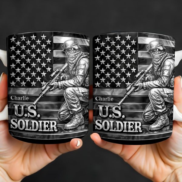 U.S. Soldier With American Flag - Personalized Custom Coffee Mug - VTR004_MG U.S. Soldier With American Flag - Personalized Custom Coffee Mug - VTR004_MG