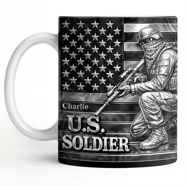 U.S. Soldier With American Flag - Personalized Custom Coffee Mug - VTR004_MG U.S. Soldier With American Flag - Personalized Custom Coffee Mug - VTR004_MG