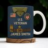 U.S. Veteran, Military Uniform, American Flag And Military Badges - Personalized Custom Coffee Mug - OFC002_MG U.S. Veteran, Military Uniform, American Flag And Military Badges - Personalized Custom Coffee Mug - OFC002_MG