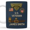 U.S. Veteran, Military Uniform, American Flag And Military Badges - Personalized Custom Coffee Mug - OFC002_MG U.S. Veteran, Military Uniform, American Flag And Military Badges - Personalized Custom Coffee Mug - OFC002_MG