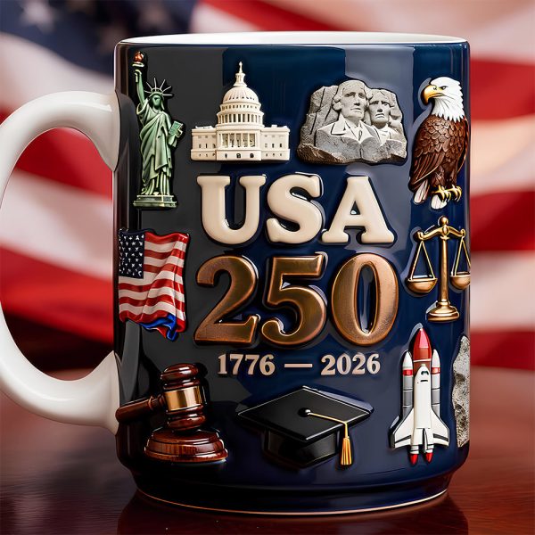 USA 250th Anniversary - Personalized White Edge-To-Edge Mug - Anniversary Gift For Patriots NL122