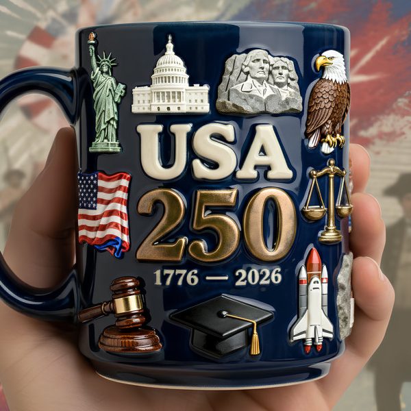 USA 250th Anniversary - Personalized White Edge-To-Edge Mug - Anniversary Gift For Patriots NL122