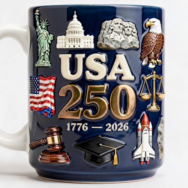 USA 250th Anniversary - Personalized White Edge-To-Edge Mug - Anniversary Gift For Patriots NL122