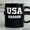 USA Block Letters Personalized Mug, Vintage Patriotic Gift with Custom Name