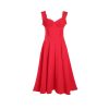 V-neck Doily Trim Frill Midi Dress