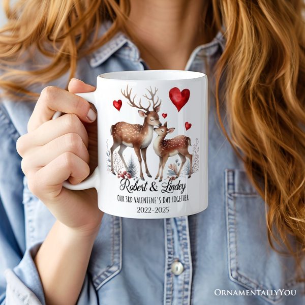 Valentine Deer Anniversary Personalized Mug for Couple, Together Keepsake Romantic Gift Valentine Deer Anniversary Personalized Mug for Couple, Together Keepsake Romantic Gift