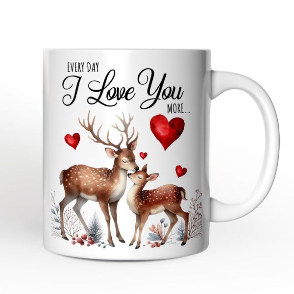 Valentine Deer Anniversary Personalized Mug for Couple, Together Keepsake Romantic Gift Valentine Deer Anniversary Personalized Mug for Couple, Together Keepsake Romantic Gift