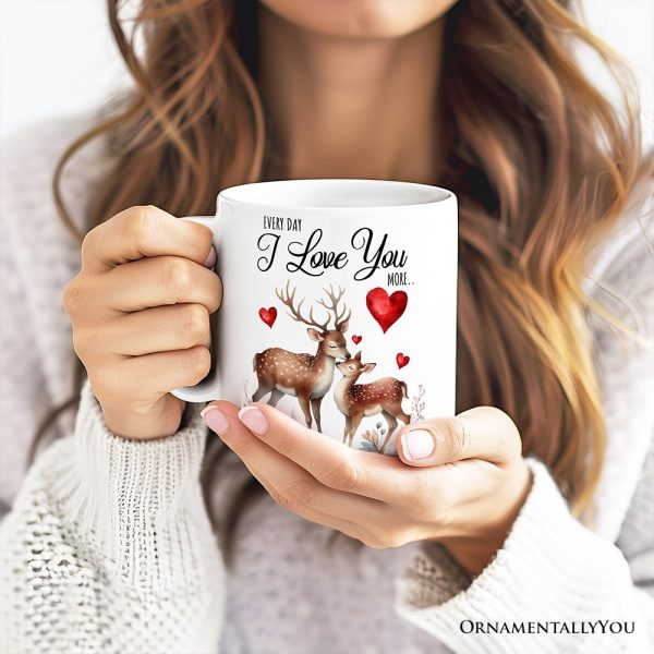 Valentine Deer Anniversary Personalized Mug for Couple, Together Keepsake Romantic Gift Valentine Deer Anniversary Personalized Mug for Couple, Together Keepsake Romantic Gift