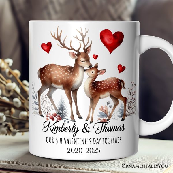 Valentine Deer Anniversary Personalized Mug for Couple, Together Keepsake Romantic Gift Valentine Deer Anniversary Personalized Mug for Couple, Together Keepsake Romantic Gift