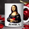 Valentine Style Mona Lisa Personalized Mug, Leonardo da Vinci Vintage Art Lover Gift Valentine Style Mona Lisa Personalized Mug, Leonardo da Vinci Vintage Art Lover Gift
