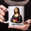 Valentine Style Mona Lisa Personalized Mug, Leonardo da Vinci Vintage Art Lover Gift Valentine Style Mona Lisa Personalized Mug, Leonardo da Vinci Vintage Art Lover Gift