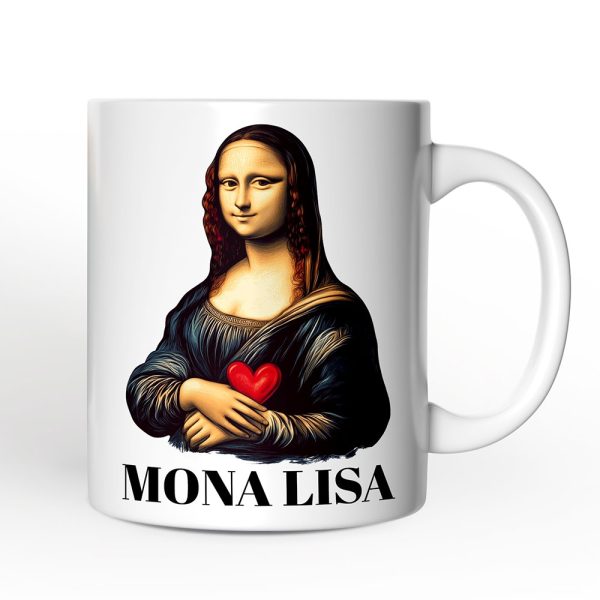 Valentine Style Mona Lisa Personalized Mug, Leonardo da Vinci Vintage Art Lover Gift Valentine Style Mona Lisa Personalized Mug, Leonardo da Vinci Vintage Art Lover Gift