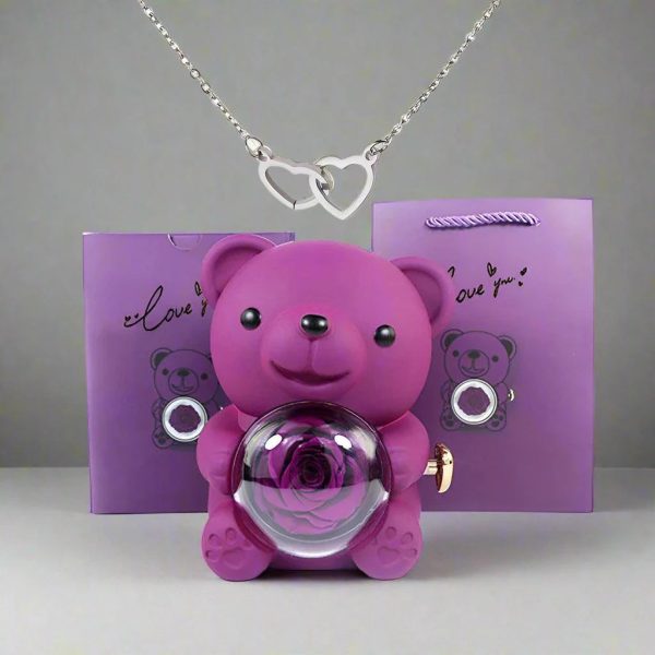 Valentine'S Day Rose Bear Necklace Valentine'S Day Rose Bear Necklace