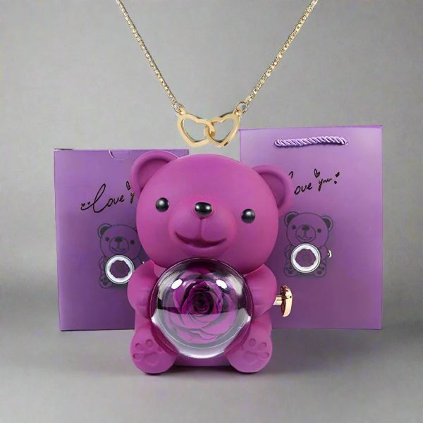 Valentine'S Day Rose Bear Necklace Valentine'S Day Rose Bear Necklace