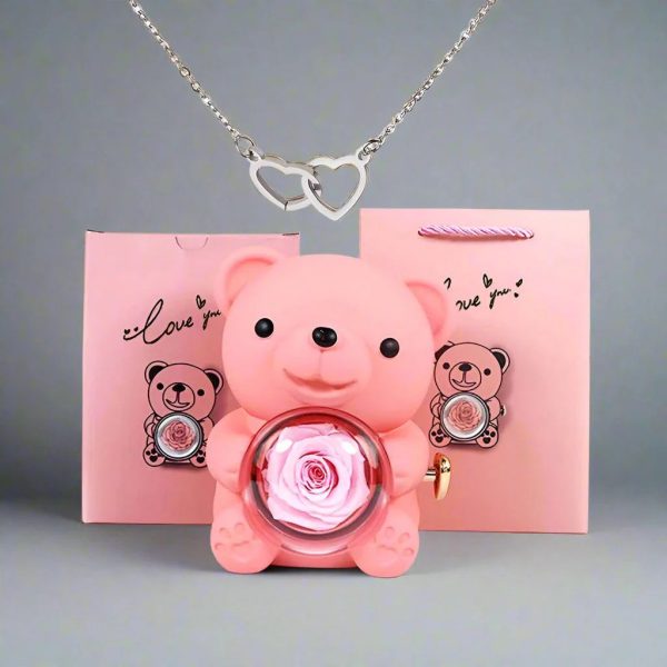 Valentine'S Day Rose Bear Necklace Valentine'S Day Rose Bear Necklace