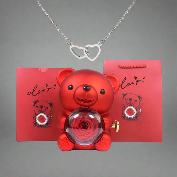 Valentine'S Day Rose Bear Necklace Valentine'S Day Rose Bear Necklace