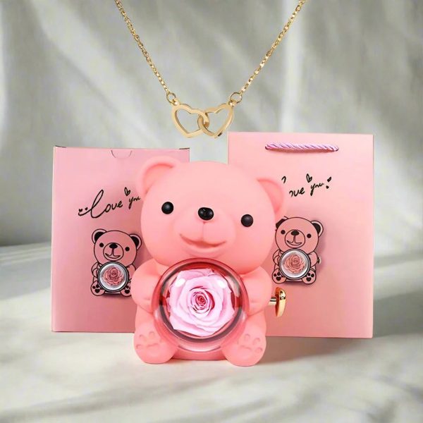 Valentine'S Day Rose Bear Necklace Valentine'S Day Rose Bear Necklace