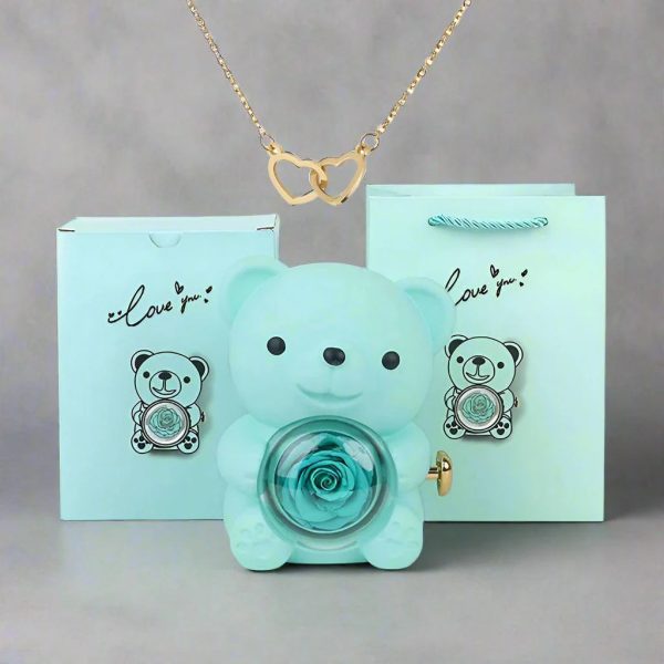 Valentine'S Day Rose Bear Necklace Valentine'S Day Rose Bear Necklace
