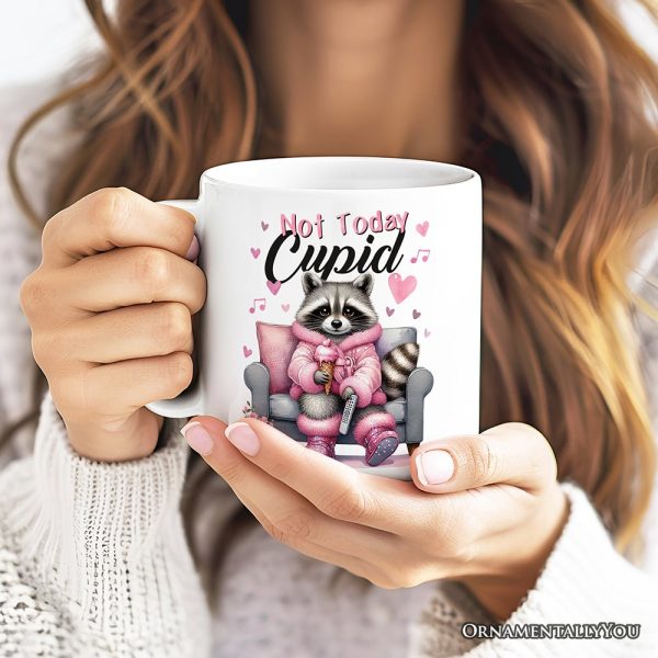 Valentines Snarky Racoon Personalized Mug, Not Today Cupid, Sarcastic Funny Racoon Lover Gift With Custom Name Valentines Snarky Racoon Personalized Mug, Not Today Cupid, Sarcastic Funny Racoon Lover Gift With Custom Name