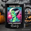 Vaperwave Mrs Frankenstein Bride Retro Neon Horror Personalized Mug, Synthwave 80's Styled Classic Halloween Gift with Custom Name