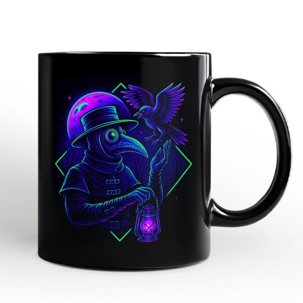 Vaporwave Plague Doctor Personalized Mug, Retro Neon Horror Vibes Halloween Gift with Custom Name Vaporwave Plague Doctor Personalized Mug, Retro Neon Horror Vibes Halloween Gift with Custom Name