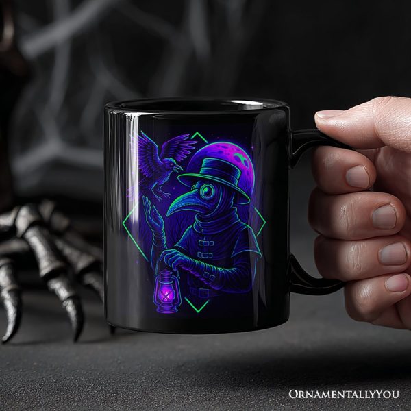 Vaporwave Plague Doctor Personalized Mug, Retro Neon Horror Vibes Halloween Gift with Custom Name Vaporwave Plague Doctor Personalized Mug, Retro Neon Horror Vibes Halloween Gift with Custom Name