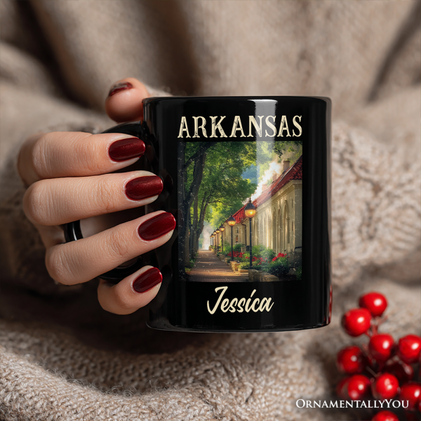 Vintage Arkansas State Hot Springs Personalized Mug, Bathhouse Row Gift and Scenic Landmark Keepsake Souvenir with Custom Name Vintage Arkansas State Hot Springs Personalized Mug, Bathhouse Row Gift and Scenic Landmark Keepsake Souvenir with Custom Name