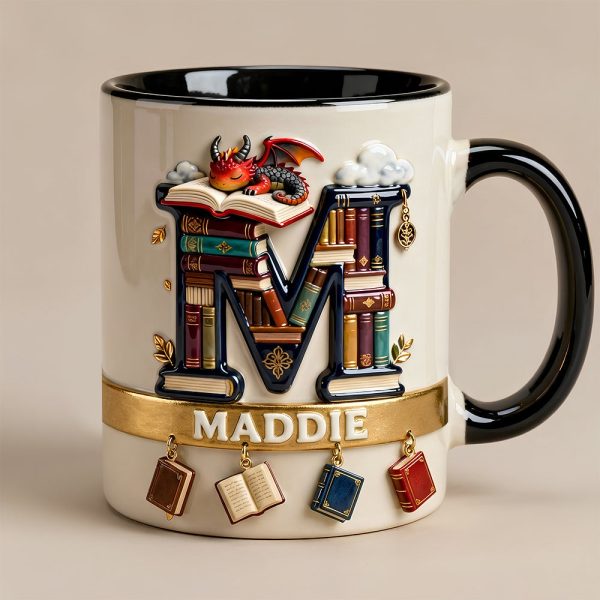 Vintage Book Dragon Alphabet Initial Letter Accent Mug, Personalized Gifts For Book Lovers 02qhdt231225 Vintage Book Dragon Alphabet Initial Letter Accent Mug, Personalized Gifts For Book Lovers 02qhdt231225