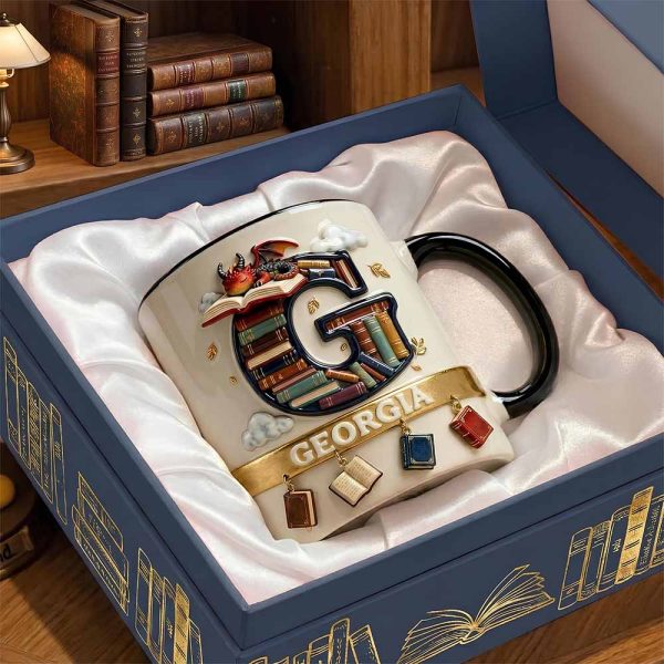Vintage Book Dragon Alphabet Initial Letter Accent Mug, Personalized Gifts For Book Lovers 02qhdt231225 Vintage Book Dragon Alphabet Initial Letter Accent Mug, Personalized Gifts For Book Lovers 02qhdt231225