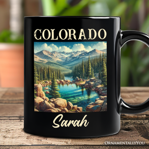 Vintage Colorado State Wilderness Personalized Mug, Alpine Lake Gift and Rocky Mountains Keepsake Souvenir with Custom Name