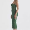 Vintage Eyelash Sweetheart Bodycon Lace Cocktail Midi Dress - Green
