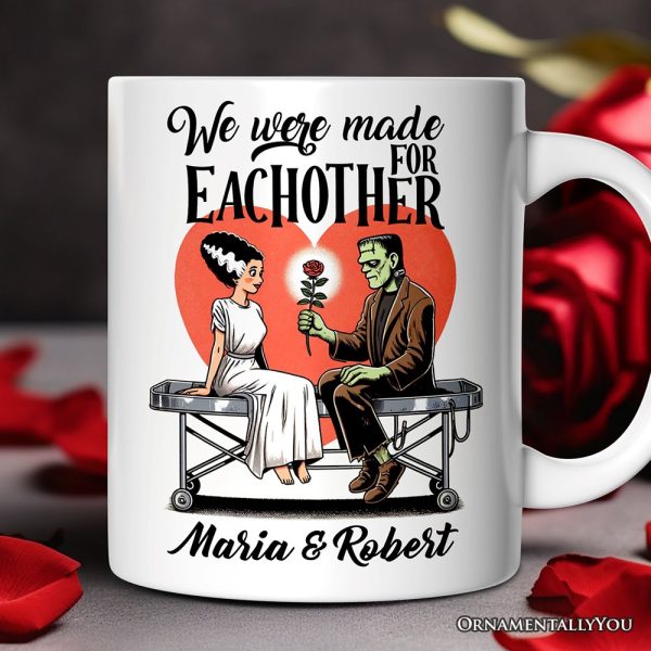 Vintage Frankenstein and Bride Personalized Mug for Couple, We Were Made for Each Other Vintage Romantic Gift With Custom Names Vintage Frankenstein and Bride Personalized Mug for Couple, We Were Made for Each Other Vintage Romantic Gift With Custom Names