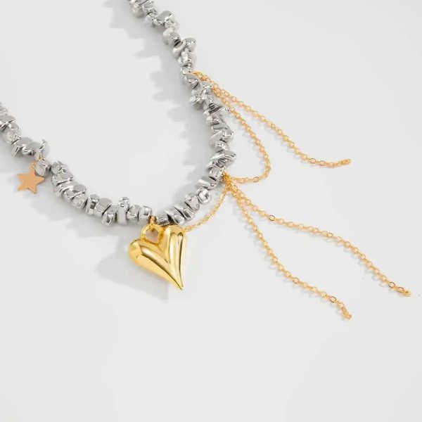Vintage Heart Pendant Beaded Choker Necklace