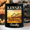 Vintage Kansas State Dodge City Boot Hill Street Scene Personalized Mug, Wild West Gift and Frontier Souvenir with Custom Name Vintage Kansas State Dodge City Boot Hill Street Scene Personalized Mug, Wild West Gift and Frontier Souvenir with Custom Name