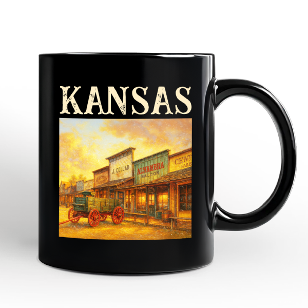 Vintage Kansas State Dodge City Boot Hill Street Scene Personalized Mug, Wild West Gift and Frontier Souvenir with Custom Name Vintage Kansas State Dodge City Boot Hill Street Scene Personalized Mug, Wild West Gift and Frontier Souvenir with Custom Name